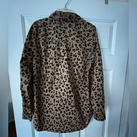 J. Crew Tan and Black Animal Print long sleeve Shirt XS size - Picture 4 of 12
